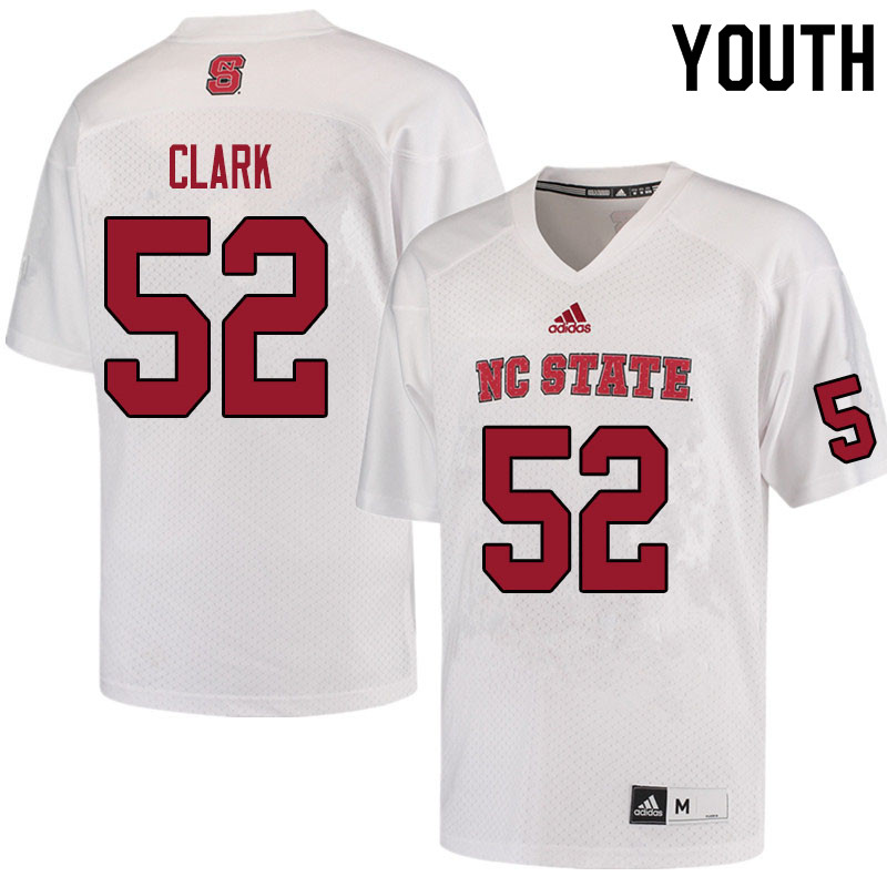 Youth #52 C.J. Clark NC State Wolfpack College Football Jerseys Sale-White